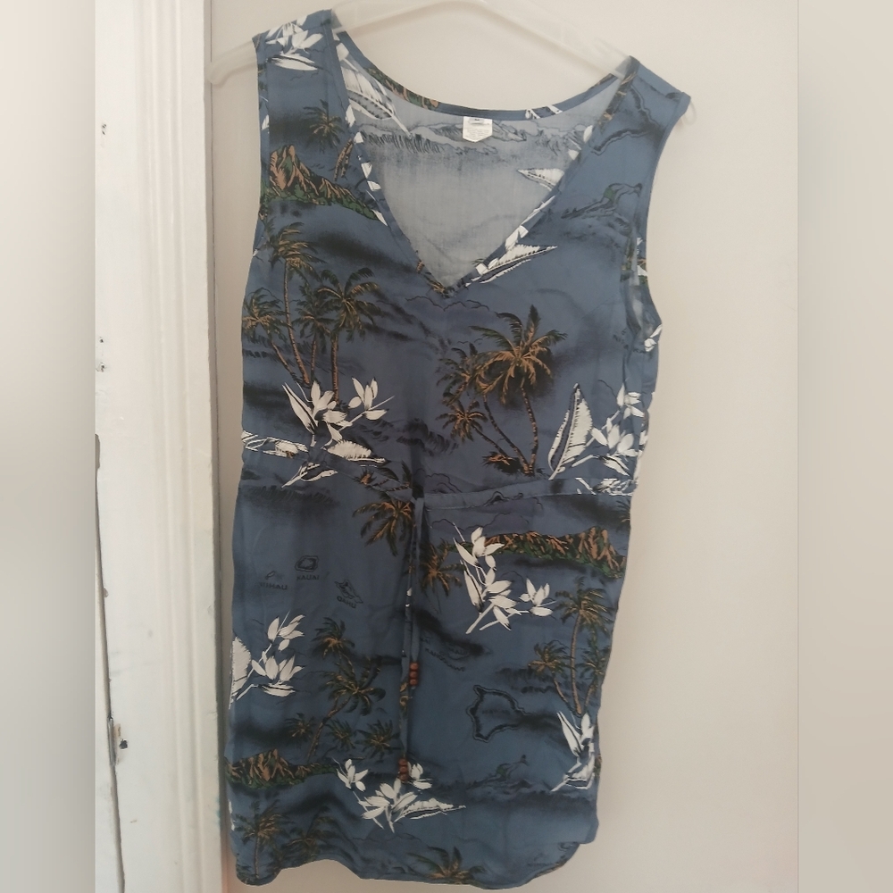 Palmwave Hawaii Tropical Print Sleeveless Beach Dress